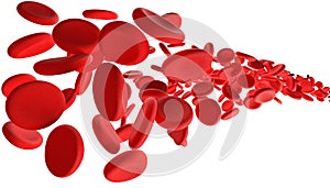 Red blood cells on a white background. 3d illustration