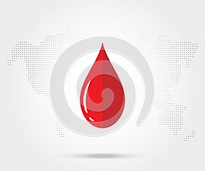 Red Blood donation drop isolated on white. Vector illustration EPS 10.