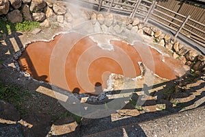 Red Blood Hell Pond, Kamado Jigoku, one of 8-hell onsen, Beppu, Oita-shi, japan photo