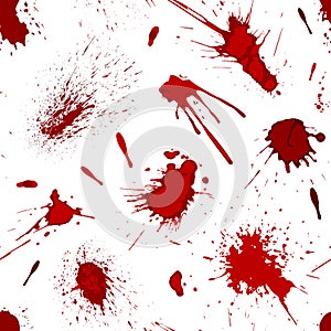 Red blood or paint splatters splash spot seamless pattern background vector illustration