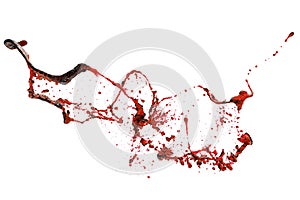 Red blood splash on white background