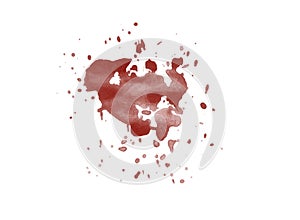 Red blood splatter stain on white background