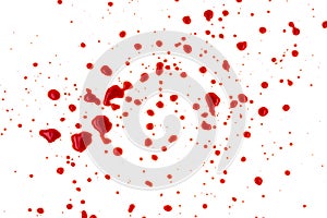 Red blood splattered on white background, texture