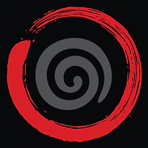 Red Blood Zen Enso Circle Vector Art Brush Icon Design