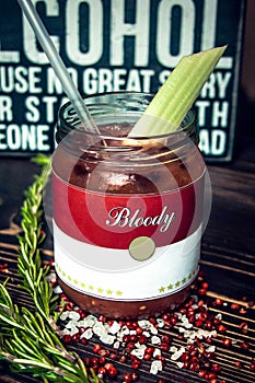 Red Bloody Mary Cocktail with celery