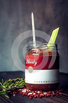 Red Bloody Mary Cocktail with celery
