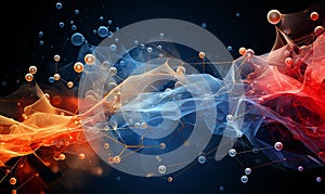 Red and Blue Abstract Background With Bubbles