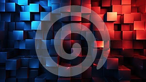 a red and blue abstract background with cubes in the center