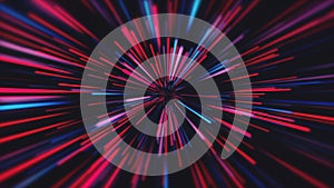 Red and blue abstract fast zoom speed motion background tunnel 4k animation outer space