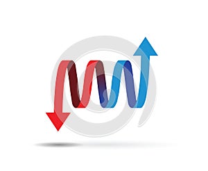 Red and blue arrows icon