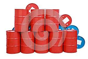 Red blue barrel oil isolated