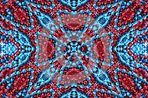 Red and Blue Beaded Abstract Background Kaleidoscope