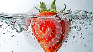 Red and blue berries splash in water, strawberry juice generated AI