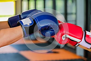 Red and Blue boxing gloves Fitness