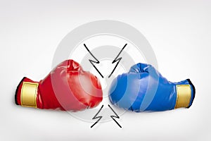 Red and blue boxing gloves photo