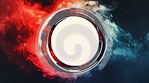 Red and blue circle with white in the middle