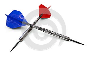 A red and blue dart