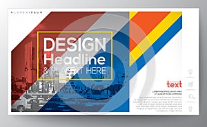 Red and blue diagonal banding line modern design Layout template