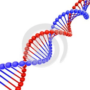 Red and Blue DNA Helix on White Diagonal