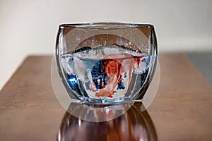 Red and blue dye in water