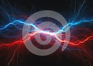 Red and blue electrical lightning