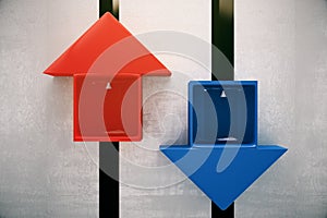 Red and blue elevators