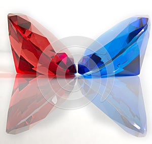 Red and Blue Faceted Gemstones photo