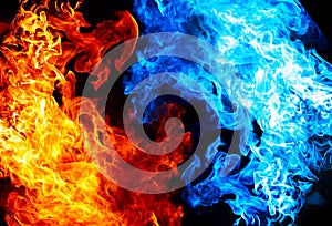 Red and blue fire photo