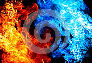 Red and blue fire