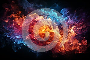 Red and blue fire on balck background