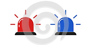 Red and blue flashers. Ambulance or police red and blue flasher . Vector icon . Light concept .Special Flashers , set on white