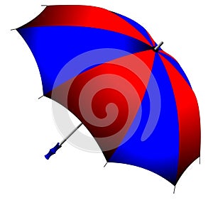 Red and blue, folding umbrella
