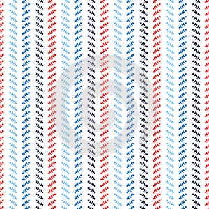 Red and blue folkart quilt vector pattern. Seamless scandi all over fabric for whimsical patchwork background.