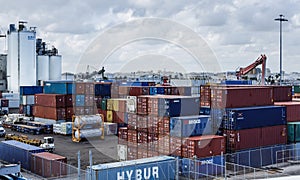 Red and Blue Freight Containers