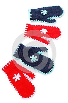 Red and blue gloves