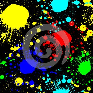 Red blue green yellow spots on a black background Graffiti seamless texture