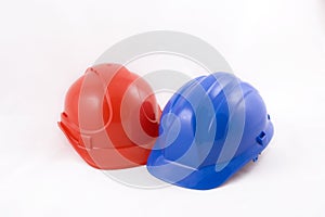 Red and blue hardhats