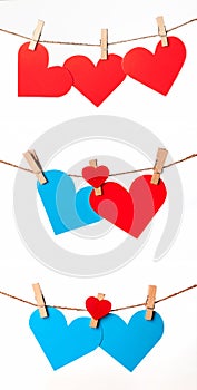 Red and blue hearts photo