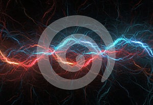 Red and blue ice lightning, abstract plasma