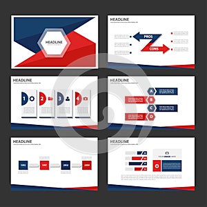 Red and blue infographic element and icon presentation templates flat design set for brochure flyer leaflet website