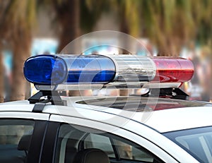 Red and Blue Lightbar of a Police Car