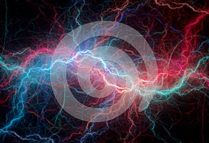 Red and blue lightning and plasma background