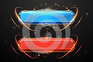 Red and blue magic buttons with light effect