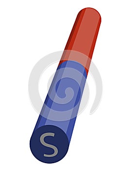 Red and blue magnet icon with two poles north and south isolated on white. Magnetism, magnetize, attraction concept photo