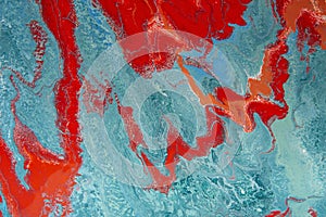 Red and blue marble abstract acrylic background