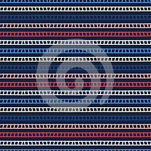 Red blue ocean regatta stripes seamless vector pattern. Hand drawn seaside rope lines. Aqua all over print for nautical textiles,
