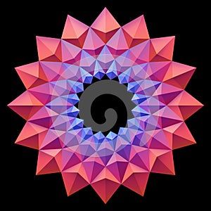 Red Blue Origami Flower Pattern Mandala 3D Geometric Shape