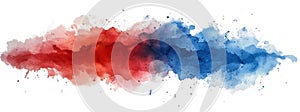 Red and blue paint color splash isolated on white transparent. USA election political parties. Republicans vs Democrats