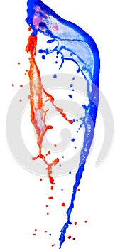 Red and blue paint splash