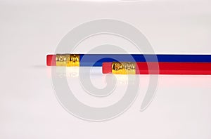 Red and blue pencils